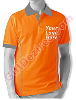 Designer Orange and Grey Color T Shirts With Company Logo